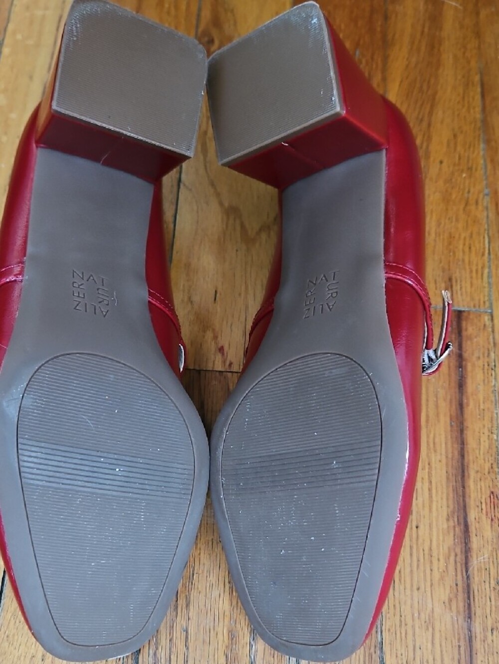 Naturalizer Red Mary Jane Block Heels with Ankle Strap - Picture 11 of 16